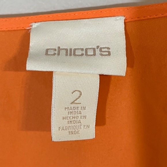 Chicos Floral Top 12 Orange Boho Western Indie Hippie Folk Preppy Classic Chic - Picture 2 of 12